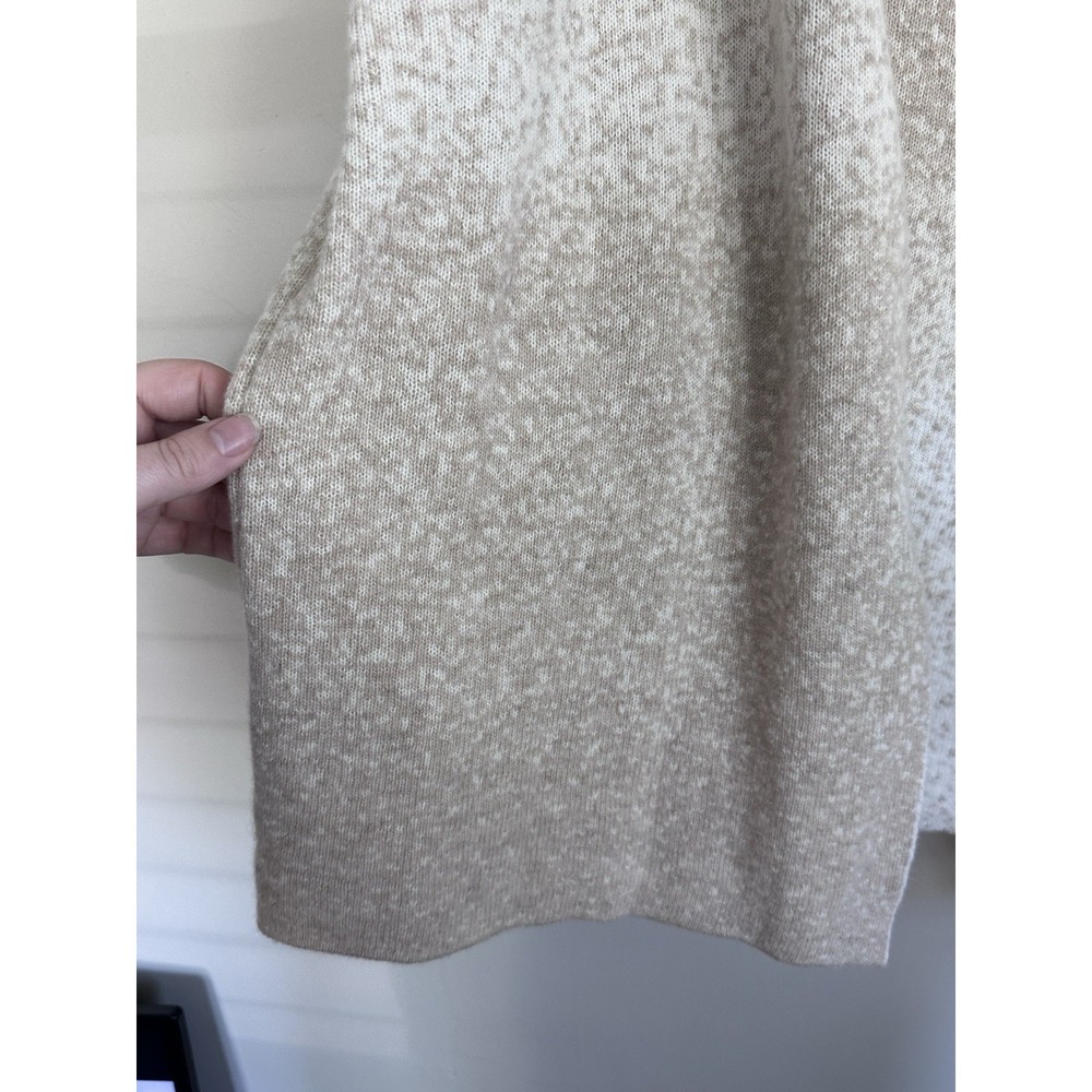 Cashmere/Merino Wool Blend Speckled Oatmeal Tan Cardigan Sweater Neutrals - Picture 4 of 15